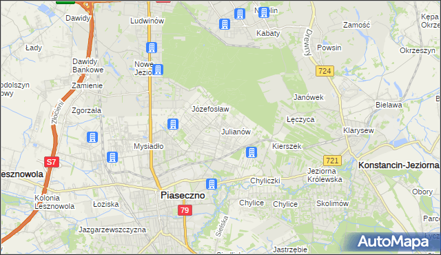 mapa Julianów gmina Piaseczno, Julianów gmina Piaseczno na mapie Targeo