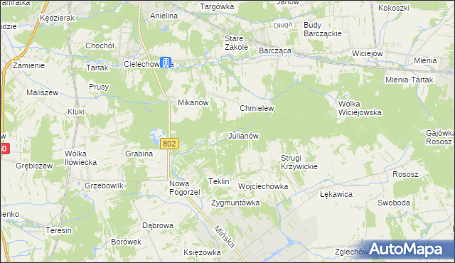 mapa Julianów gmina Siennica, Julianów gmina Siennica na mapie Targeo