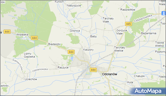 mapa Kaczory gmina Odolanów, Kaczory gmina Odolanów na mapie Targeo