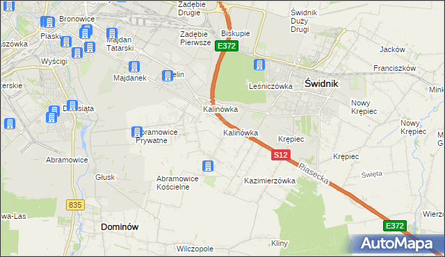 mapa Kalinówka gmina Głusk, Kalinówka gmina Głusk na mapie Targeo