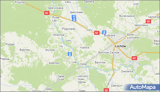 mapa Kaliska gmina Łochów, Kaliska gmina Łochów na mapie Targeo