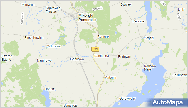 mapa Kamienna gmina Prabuty, Kamienna gmina Prabuty na mapie Targeo