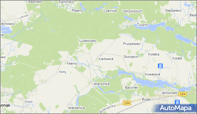 mapa Karłowice gmina Swarzędz, Karłowice gmina Swarzędz na mapie Targeo