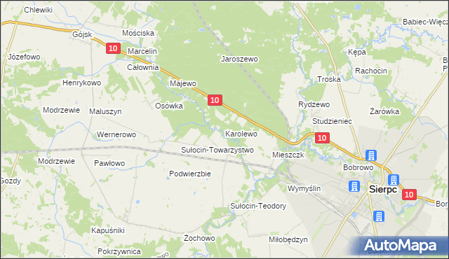 mapa Karolewo gmina Sierpc, Karolewo gmina Sierpc na mapie Targeo