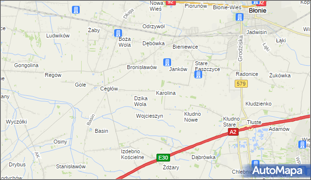 mapa Karolina gmina Baranów, Karolina gmina Baranów na mapie Targeo