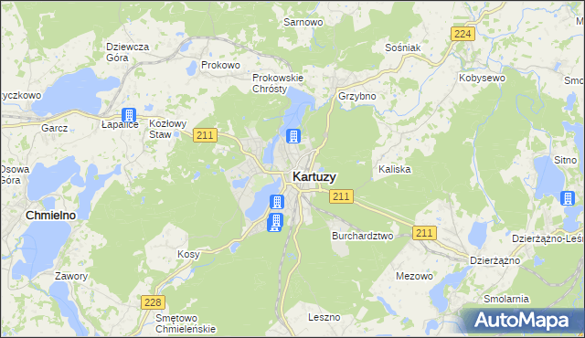 mapa Kartuzy, Kartuzy na mapie Targeo