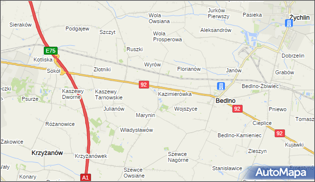mapa Kazimierówka gmina Bedlno, Kazimierówka gmina Bedlno na mapie Targeo