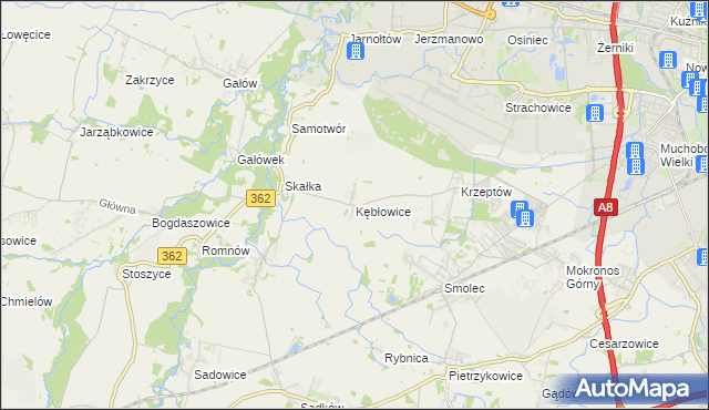 mapa Kębłowice gmina Kąty Wrocławskie, Kębłowice gmina Kąty Wrocławskie na mapie Targeo