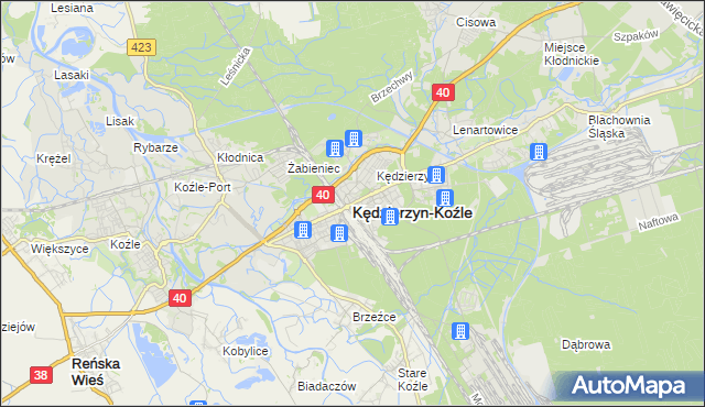 mapa Kędzierzyna-Koźle, Kędzierzyn-Koźle na mapie Targeo