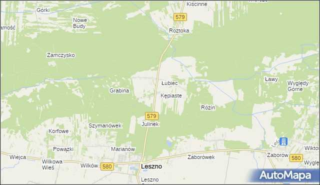 mapa Kępiaste gmina Leszno, Kępiaste gmina Leszno na mapie Targeo