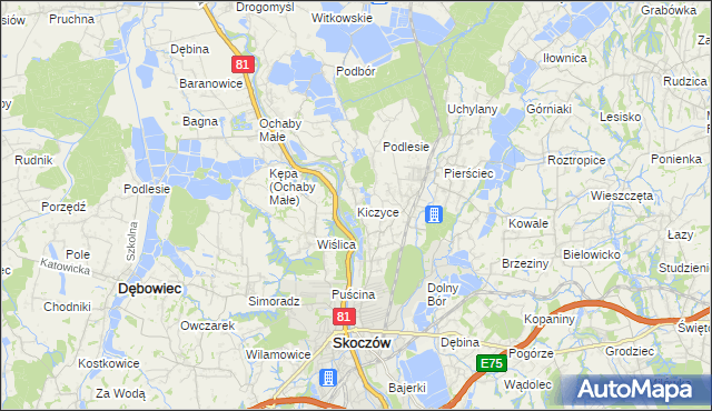 mapa Kiczyce, Kiczyce na mapie Targeo