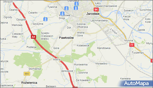 mapa Kidałowice, Kidałowice na mapie Targeo