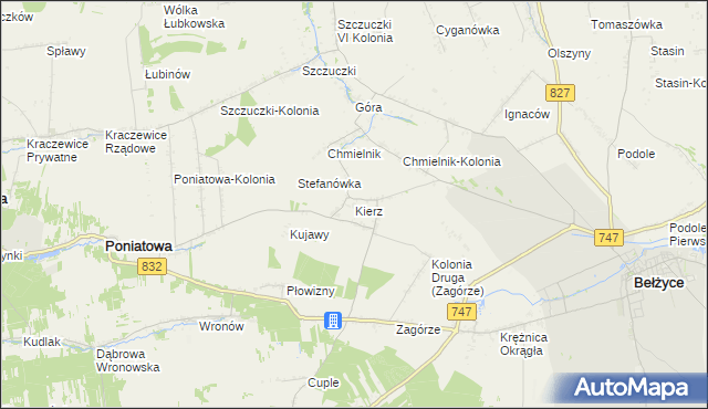 mapa Kierz gmina Bełżyce, Kierz gmina Bełżyce na mapie Targeo