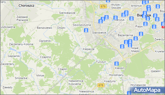 mapa Klepacze gmina Choroszcz, Klepacze gmina Choroszcz na mapie Targeo