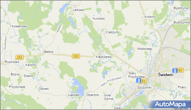 mapa Klępczewo, Klępczewo na mapie Targeo