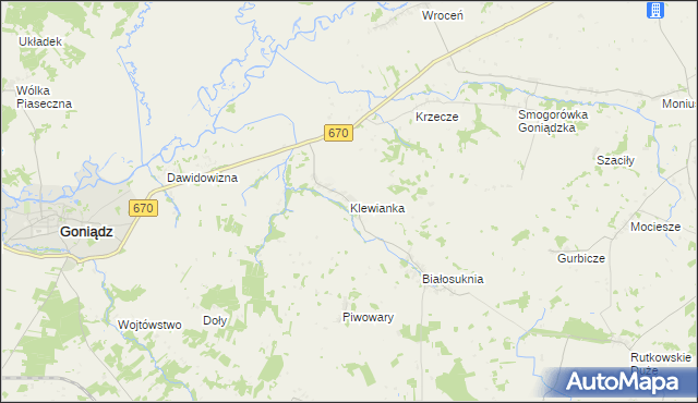 mapa Klewianka, Klewianka na mapie Targeo