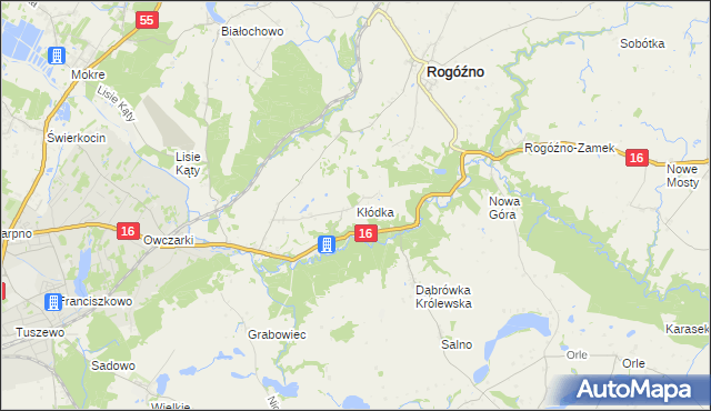 mapa Kłódka gmina Rogóźno, Kłódka gmina Rogóźno na mapie Targeo