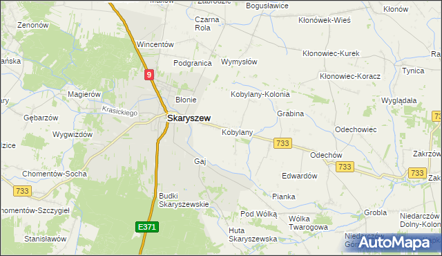 mapa Kobylany gmina Skaryszew, Kobylany gmina Skaryszew na mapie Targeo