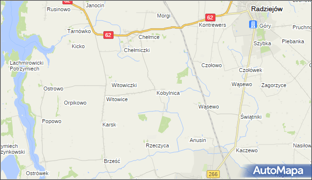 mapa Kobylnica gmina Kruszwica, Kobylnica gmina Kruszwica na mapie Targeo