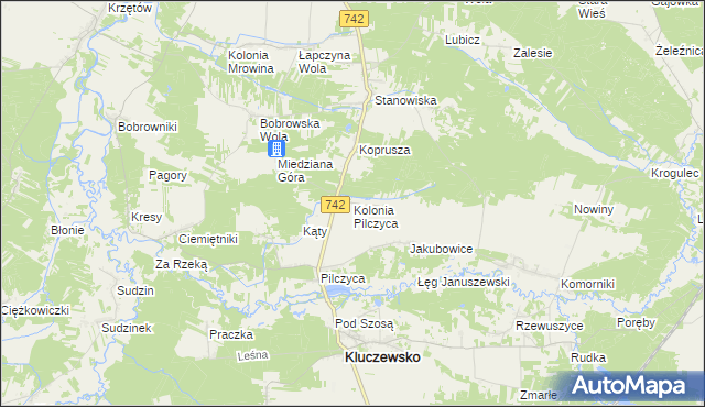 mapa Kolonia Pilczyca, Kolonia Pilczyca na mapie Targeo