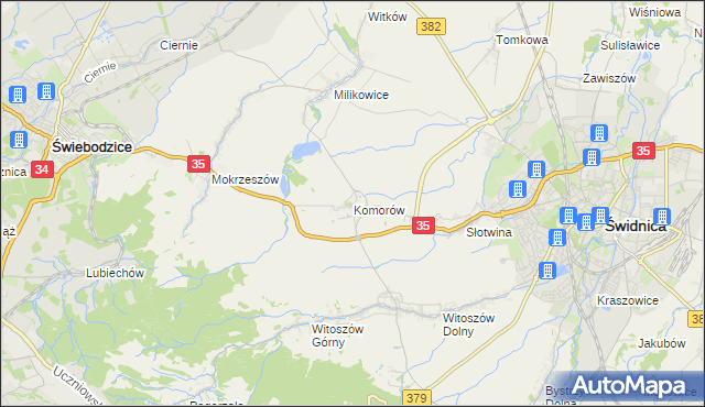 mapa Komorów gmina Świdnica, Komorów gmina Świdnica na mapie Targeo