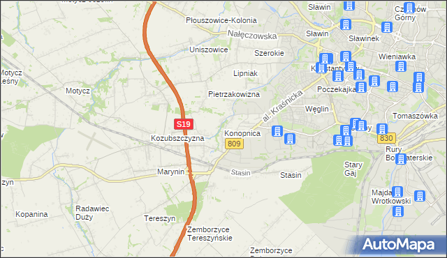 mapa Konopnica powiat lubelski, Konopnica powiat lubelski na mapie Targeo