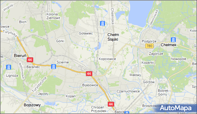 mapa Kopciowice, Kopciowice na mapie Targeo