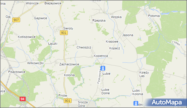 mapa Kopienica, Kopienica na mapie Targeo