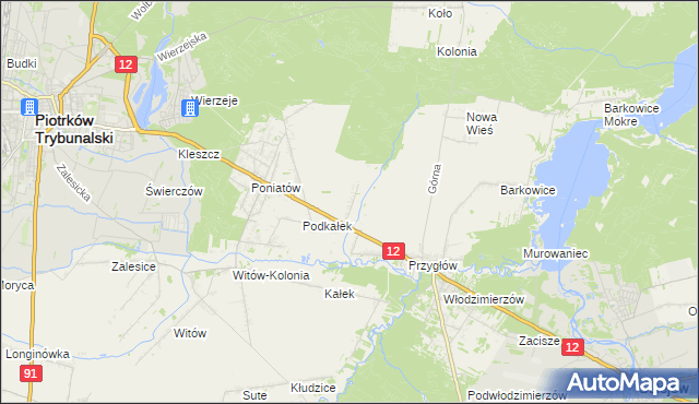 mapa Korytnica gmina Sulejów, Korytnica gmina Sulejów na mapie Targeo