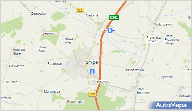 mapa Koszanowo gmina Śmigiel, Koszanowo gmina Śmigiel na mapie Targeo