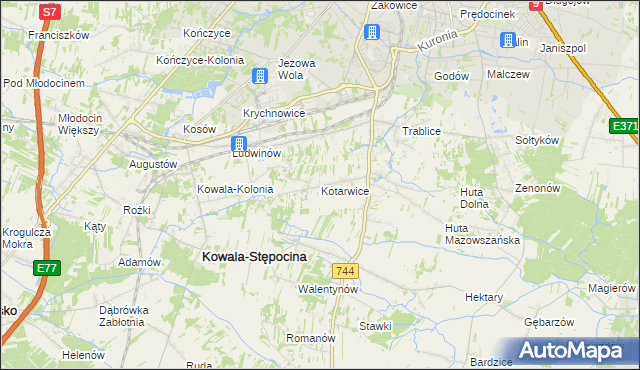 mapa Kotarwice, Kotarwice na mapie Targeo