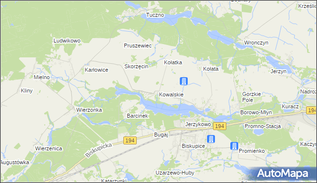mapa Kowalskie gmina Pobiedziska, Kowalskie gmina Pobiedziska na mapie Targeo