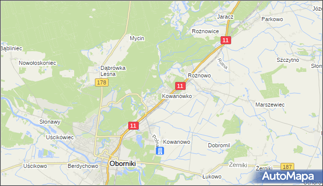 mapa Kowanówko, Kowanówko na mapie Targeo
