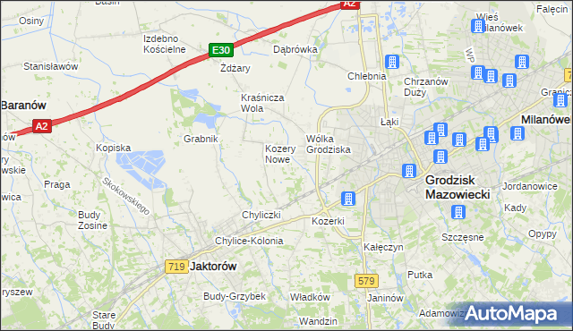 mapa Kozery, Kozery na mapie Targeo