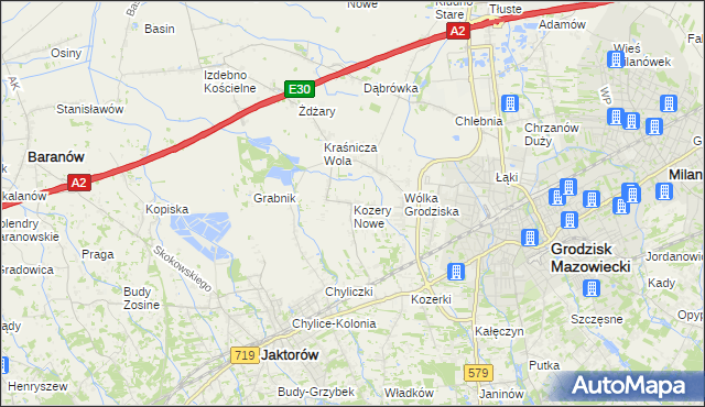 mapa Kozery Nowe, Kozery Nowe na mapie Targeo