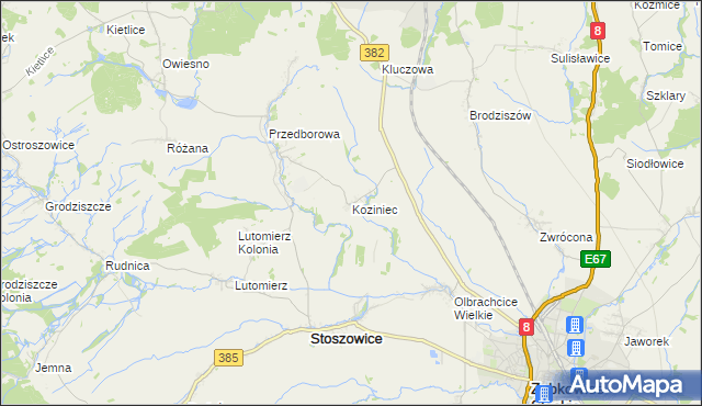 mapa Koziniec gmina Ząbkowice Śląskie, Koziniec gmina Ząbkowice Śląskie na mapie Targeo