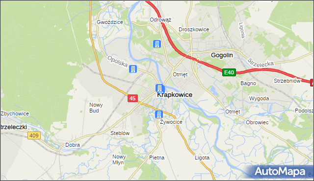 mapa Krapkowice, Krapkowice na mapie Targeo