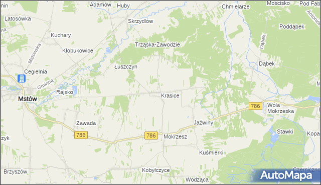 mapa Krasice gmina Mstów, Krasice gmina Mstów na mapie Targeo