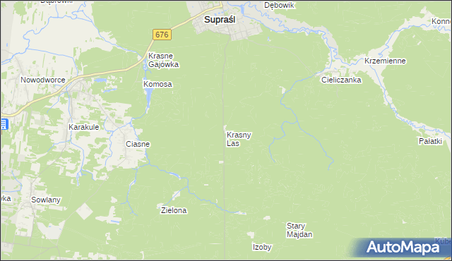 mapa Krasny Las, Krasny Las na mapie Targeo