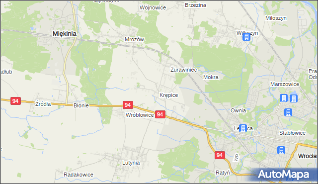 mapa Krępice gmina Miękinia, Krępice gmina Miękinia na mapie Targeo