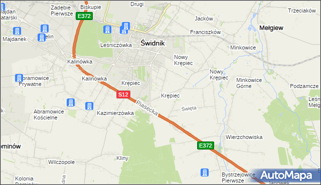 mapa Krępiec gmina Mełgiew, Krępiec gmina Mełgiew na mapie Targeo