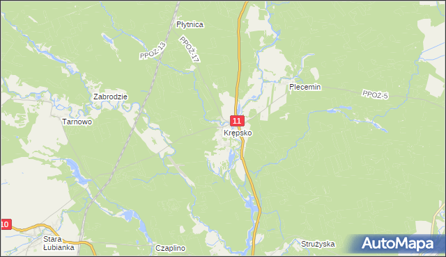 mapa Krępsko gmina Szydłowo, Krępsko gmina Szydłowo na mapie Targeo