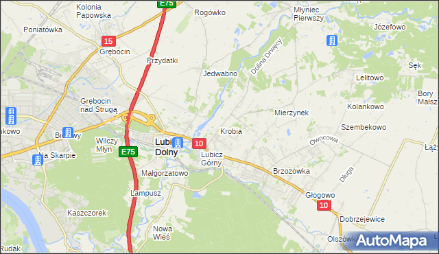 mapa Krobia gmina Lubicz, Krobia gmina Lubicz na mapie Targeo