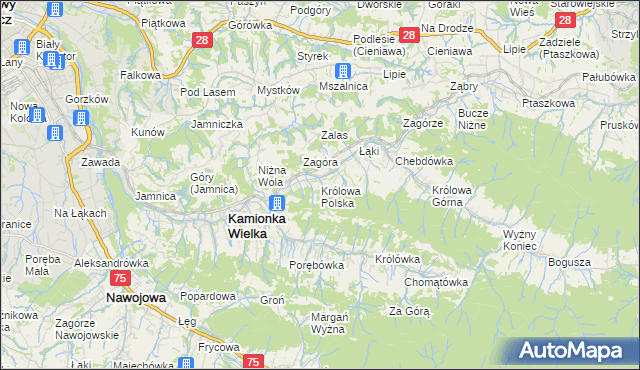 mapa Królowa Polska, Królowa Polska na mapie Targeo