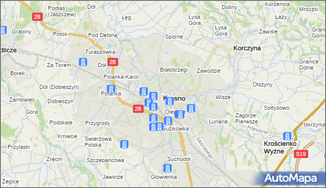 mapa Krosna, Krosno na mapie Targeo