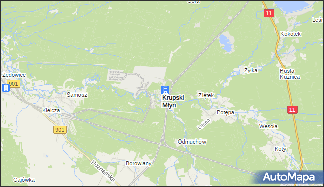 mapa Krupski Młyn, Krupski Młyn na mapie Targeo