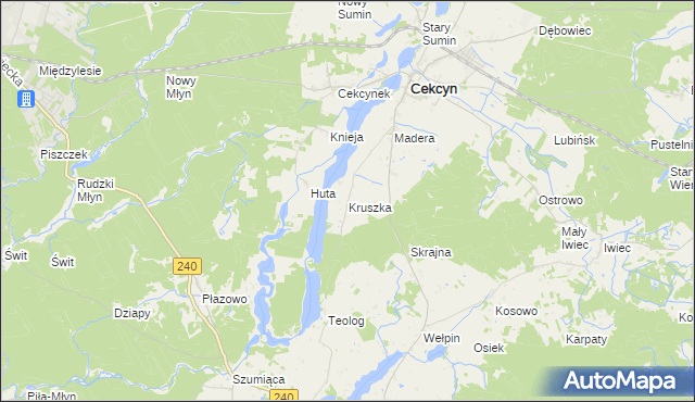 mapa Kruszka gmina Cekcyn, Kruszka gmina Cekcyn na mapie Targeo