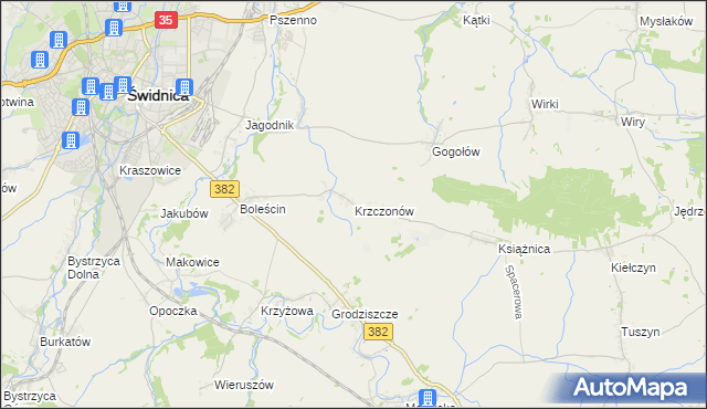 mapa Krzczonów gmina Świdnica, Krzczonów gmina Świdnica na mapie Targeo