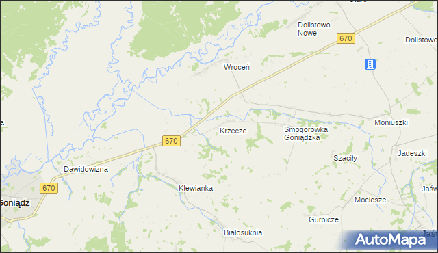 mapa Krzecze, Krzecze na mapie Targeo