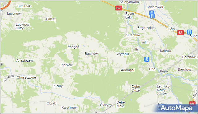 mapa Kukawki gmina Jadów, Kukawki gmina Jadów na mapie Targeo